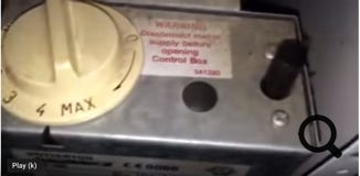 Potterton Kingfisher temperature control knob, set to '4'.