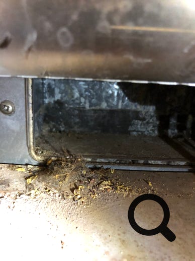 Debris to remove with vacuum cleaner.