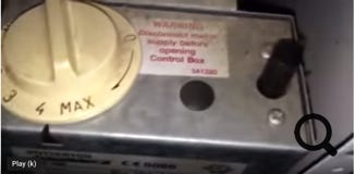 Potterton Kingfisher temperature control knob, set to '4'.