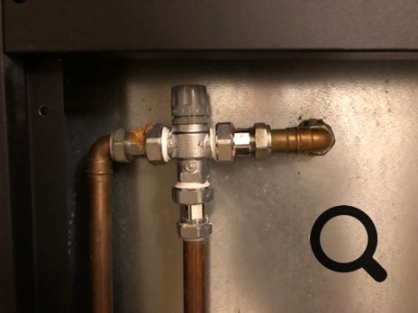 Thermostatic blender valve in NextGen Thermacoil thermal store