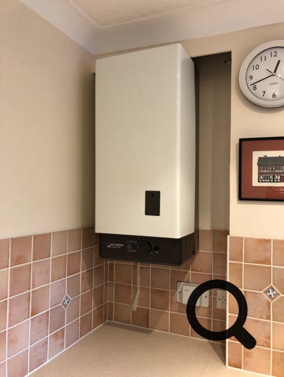 Potterton Flamingo 50S gas boiler about to be serviced.